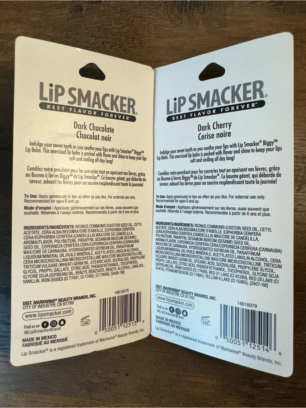 LIP SMACKER BIGGY BEST FLAVOR FOREVER DARK CHOCOLATE & DARK CHERRY 0.60 Oz NEW